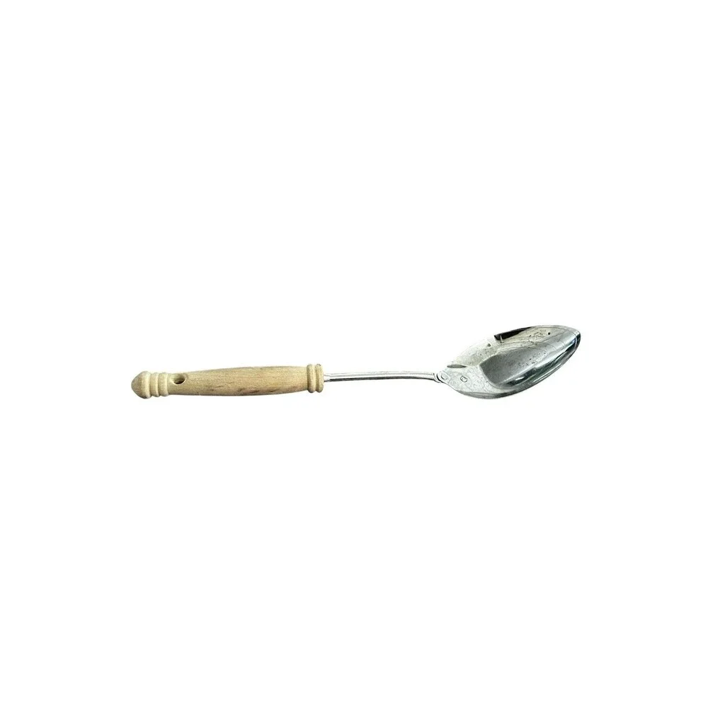 EKCO Serving Spoon measurements Marked Inside Pouring Spout Wood Handle vtg